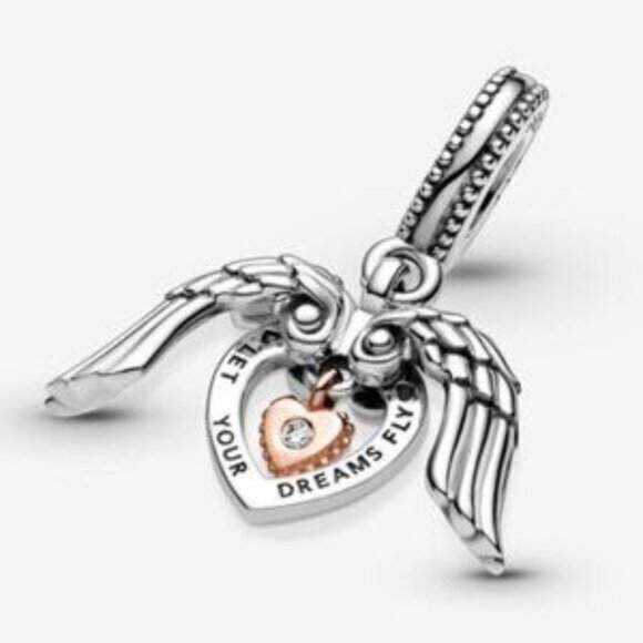 Pandora Club 2021 Angel Wings & Heart Dangle Charm - Picture 4 of 5